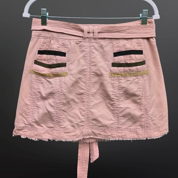 Y2K Marc Jacobs Cargo mini Skirt Size 2 Pink Belted Distressed Gringe Mcbling - Picture 6 of 7